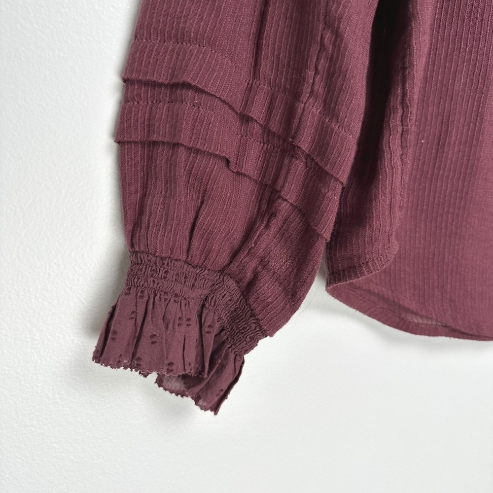 Faherty Willa Long Sleeve Blouse Catawba Grape Burgundy‎ S - Picture 9 of 14